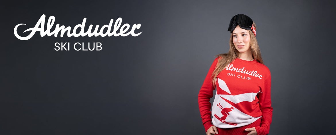 One of the coveted piecesfrom the limited editionAlmdudler Ski ClubCollection. Secure yoursnow our uniqueLook for the ski lodge.